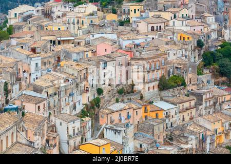 Das Stadtbild der Stadt Ragusa Ibla auf Sizilien in Italien Stockfoto