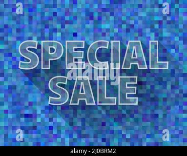 SONDERVERKAUF Zeichen oder Banner mit modernen pixeligen blauen Mosaik Hintergrund, Vektor-Illustration Stock Vektor