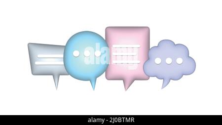 3D Sprechblasen eingestellt. Chat-Feld, Nachrichtenfeld. 3D Webvektor. Stock Vektor