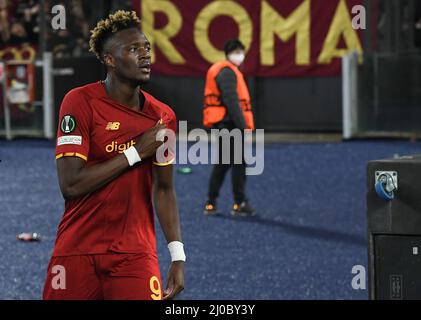 Während der Football Conference League Runde von 16, als Roma gegen Vitesse im Stadio Olimpico in Rom, Italien am 17. Februar 2022. (Foto von AllShotLive/Sipa USA) Stockfoto