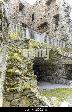 Drumin Castle, ein zerstörtes Turmhaus in der Nähe von Glenlivet, Moray, Schottland, Großbritannien. Stockfoto