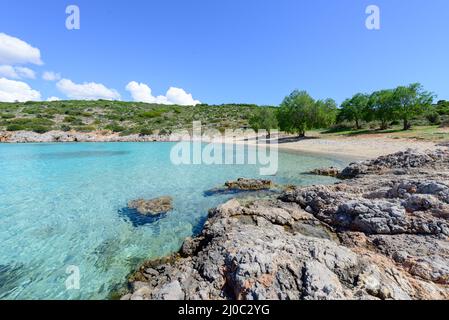 The beautiful Agia Dynami beach on Chios Island in Greece. Stockfoto