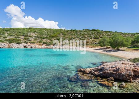 The beautiful Agia Dynami beach on Chios Island in Greece. Stockfoto