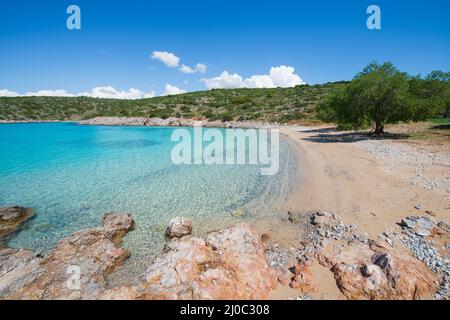 The beautiful Agia Dynami beach on Chios Island in Greece. Stockfoto