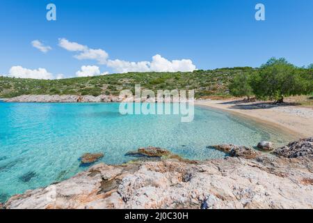 Agia Dinami beach (Agia Dynami beach) on Chios Island in Greece. Stockfoto