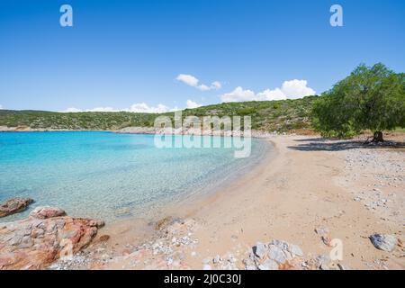 The beautiful Agia Dynami beach on Chios Island in Greece. Stockfoto
