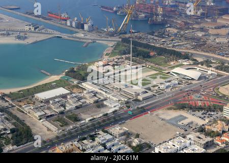 Dubai Union House Etihad Museum Jumeirah Luftaufnahme Luftaufnahme Stockfoto