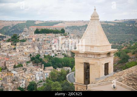 Das Stadtbild der Stadt Ragusa Ibla auf Sizilien in Italien Stockfoto