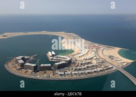 Luftaufnahme der Insel Dubai Daria Island Stockfoto
