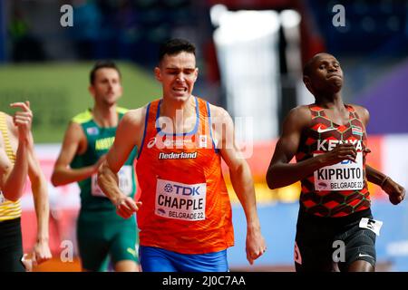 Belgrad, Serbien. 18. März 2022. BELGRAD, SERBIEN - 18. MÄRZ: Samuel Chapple aus den Niederlanden während der Leichtathletik-Hallenweltmeisterschaften in der Belgrader Arena am 18. März 2022 in Belgrad, Serbien (Foto von Nikola Krstic/Orange Picics) Atletiekunie Credit: Orange Pics BV/Alamy Live News Stockfoto