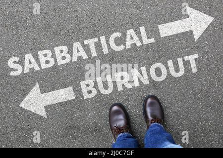 Sabbatical Burnout Stress, Erholung Freizeit Arbeit Gesundheit Business Konzept Problem Stockfoto