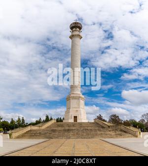 La Rabida, Spanien - 14. märz 2022: Das Denkmal für die Entdecker Amerikas in La Rabida Stockfoto