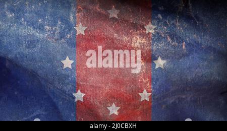 Draufsicht auf die Retro-Flagge von Chicago Heights, Illinois, ungebundene Staaten von Amerika mit Grunge-Struktur. USA Patriot und Reisekonzept. Kein Fahnenmast. Ebene Stockfoto