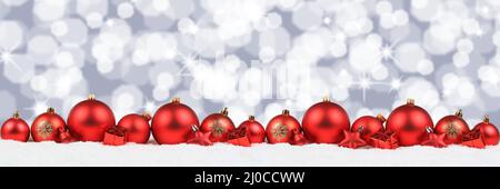 Weihnachten rot Weihnachtskugeln Banner Dekoration Hintergrund Sterne Text freien Raum Stockfoto