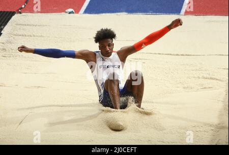 Belgrad, Serbien. 18. März 2022. Melvin Raffin von Frankreich Final Triple Jump während der Leichtathletik-Hallenweltmeisterschaften 2022 am 18. März 2022 in der stark Arena in Belgrad, Serbien. Foto von Laurent Lairys/ABACAPRESS. Stockfoto