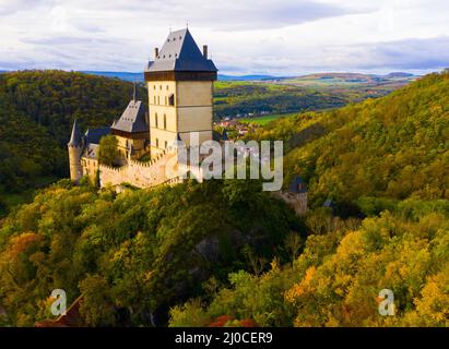 Schloss Karlstejn. Hochwertige Fotos Stockfoto