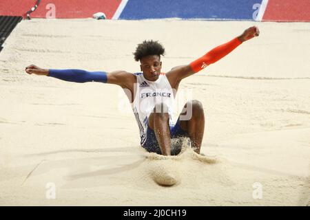 Belgrad, Serbien. 18. März 2022. Melvin Raffin aus Frankreich, Final Triple Jump während der Leichtathletik-Hallenweltmeisterschaften 2022 am 18. März 2022 in der stark Arena in Belgrad, Serbien - Foto Laurent Lairys / DPPI Credit: DPPI Media/Alamy Live News Stockfoto