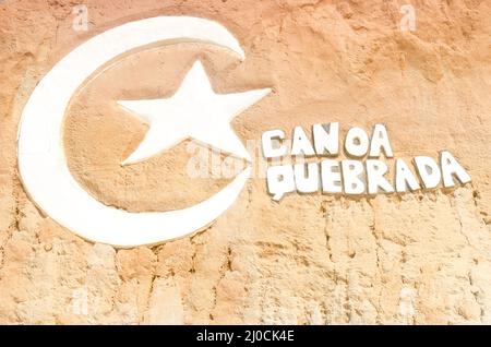 Berühmtes Strandlogo von Canoa Quebrada in ceara Stockfoto