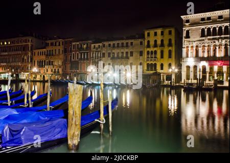 Venedig Bei Nacht Ruhig Und Nicht Übervölkert, Italien Stockfoto