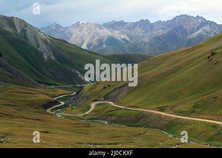 Kalmak Ashuu Pass (3446 m) am See Song Kul, Zentral-Kirgisistan Stockfoto