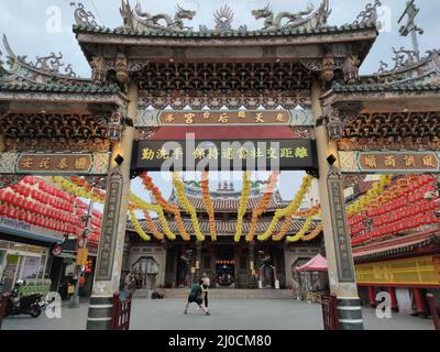 Lukang Tianhou Tempel, Zhanghua - Mar 17, 2022 : Lugang Tianhou Tempel, ein nationales Denkmal, wurde 1591 in der späten Ming-Dynastie gegründet und war es Stockfoto