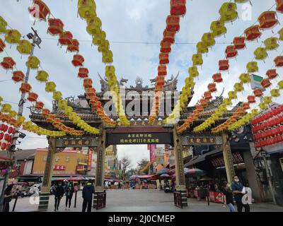 Lukang Tianhou Tempel, Zhanghua - Mar 17, 2022 : Lugang Tianhou Tempel, ein nationales Denkmal, wurde 1591 in der späten Ming-Dynastie gegründet und war es Stockfoto