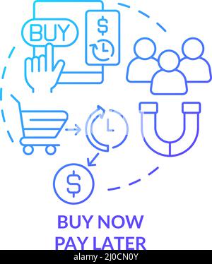 Jetzt kaufen später zahlen blaues Gradientenkonzept-Symbol Stock Vektor