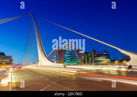 Dublin Irland Samuel Beckett Bridge Abend Stockfoto