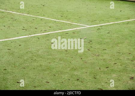 Linien eines grünen Paddle-Tennisplatzes Stockfoto