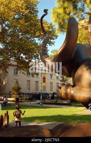 Horton hört einen Hoo im Dr. Seuss Memorial Garden in der Heimatstadt des Autors Springfield, Massachusetts Stockfoto