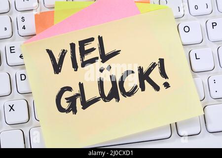 Viel Glück Erfolg erfolgreiche Prüfung wünscht Business Concept Notepad Stockfoto