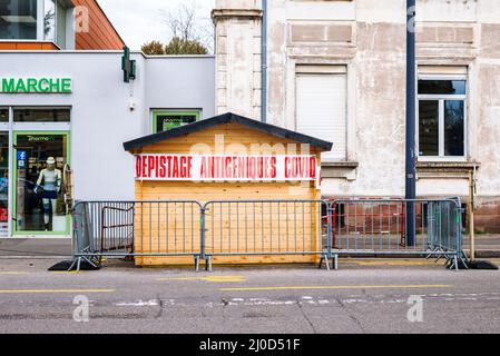 Covid-Teststation in Mulhouse, Frankreich. Februar 2022 Stockfoto