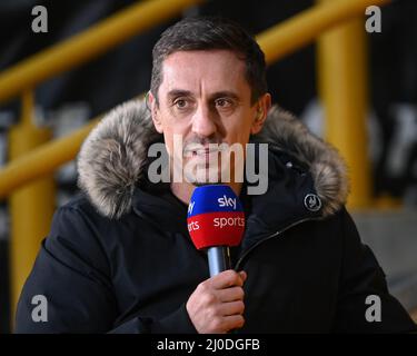 Wolverhampton, Großbritannien. 18. März 2022. Gary Neville ist am 3/18/2022 in atendence in Wolverhampton, Vereinigtes Königreich. (Foto von Craig Thomas/News Images/Sipa USA) Quelle: SIPA USA/Alamy Live News Stockfoto