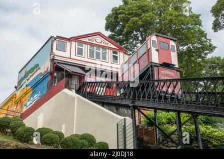 Victorian Tramway to Town in Scarborough, einem Badeort an der Nordsee in North Yorkshire, Großbritannien Stockfoto