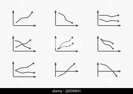 Lineares Diagramm Diagrammlinie Symbol Vektordarstellung festlegen Stock Vektor