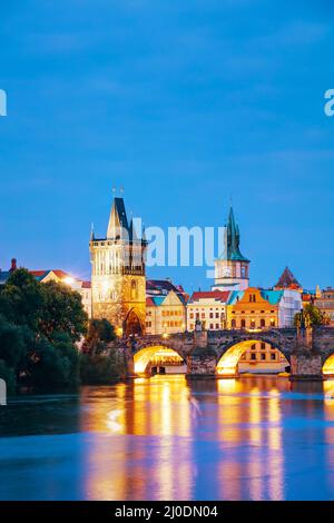 Die alte Stadt Charles Brückenturm in Prag Stockfoto