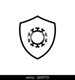 Schild lineares Piktogramm. Schwarzes Symbol für die Immungrippe-Keimbahn. Stock Vektor