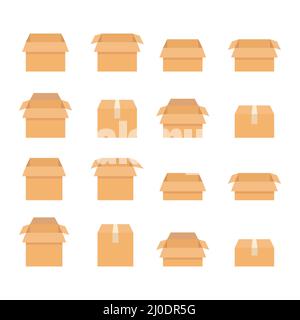 Isometrischer Lieferkarton. Verpackungskarton. Stock Vektor