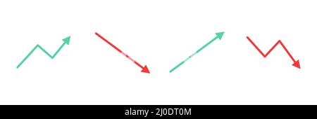 Pfeilmarkierung erhöhen und verringern. Wachstum und fallenden Pfeil Icons Sammlung. Stock Vektor