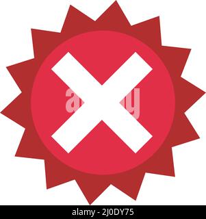 Kreuzmarkiertes Badge-Symbol. Probleme und Negationen. Bearbeitbarer Vektor. Stock Vektor
