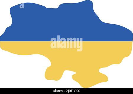 Ukrainische Flagge in Form des Kontinents Ukraine. Editierbare Vektoren. Stock Vektor