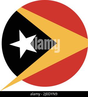 Die runde Flagge von Osttimor. Südostasiatische Nation. Bearbeitbarer Vektor. Stock Vektor