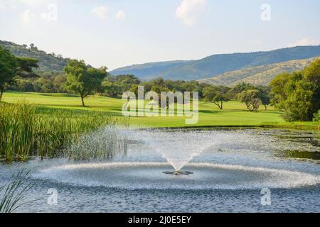 Gary Player Country Club Golf Course, Sun City holiday Resort, Pilanesberg, North West Province, Südafrika Stockfoto