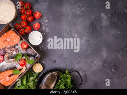 Gemischte Fische und Meeresfrüchte Stockfoto