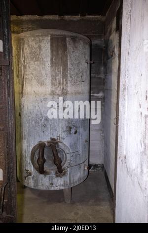 Les Sables d'Olonne, Frankreich - 1. März 2022: Blockhaus-Museum des Krankenhauses (Le Blockhaus Hopital des Sables d''Olonne). Ein riesiger deutscher Krankenhausbunker. S Stockfoto