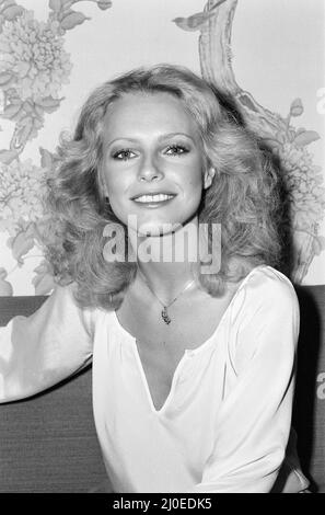 Cheryl Ladd, amerikanische Schauspielerin, die Kris Munroe in der Fernsehserie Charlie's Angels spielt, aufgenommen im Berkeley Hotel, Knightsbridge, London, 5.. Mai 1978. Sie ist in London für einen Gastauftritt auf der Muppet Show. Stockfoto