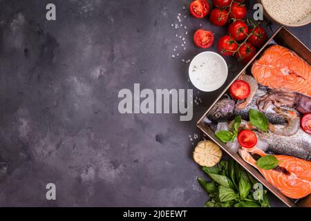Gemischte Fische und Meeresfrüchte Stockfoto