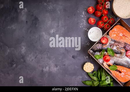 Gemischte Fische und Meeresfrüchte Stockfoto
