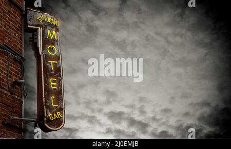 Retro Neon Motel Schild Stockfoto