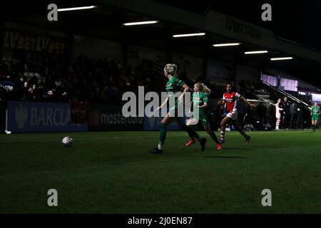 Borehamwood, Großbritannien. MÄR 18. Eine allgemeine Spielansicht während des Vitality Women's FA Cup-Spiels zwischen Arsenal und Coventry United am Freitag, 18.. März 2022 im Meadow Park, Borehamwood. (Kredit: Tom West | MI News) Kredit: MI Nachrichten & Sport /Alamy Live News Stockfoto